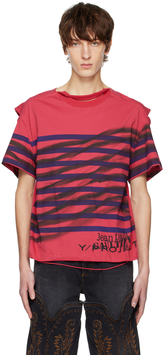Y/project Pink Jean-paul Gaultier Edition T-shirt In Pink / Blue