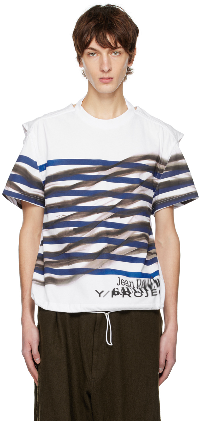 Y/project White Jean-paul Gaultier Edition T-shirt In White / Blue