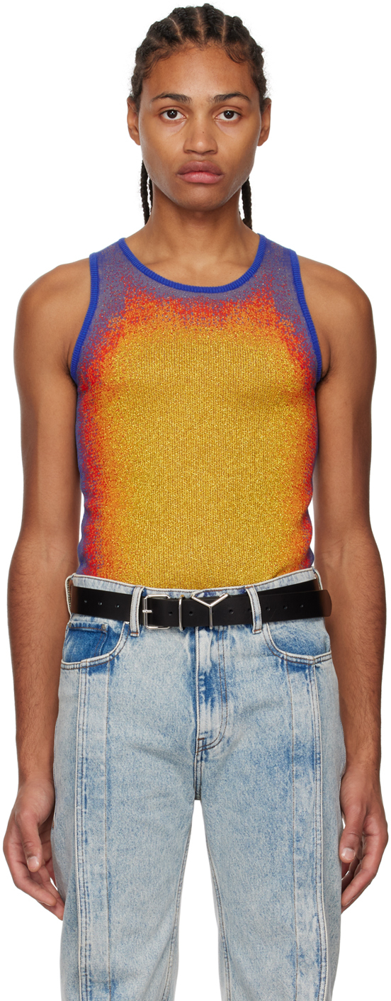 Shop Y/project Blue & Yellow Gradient Tank Top In Yellow / Orange / Bl