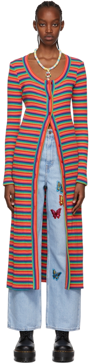 Anna Sui Ssense Exclusive Multicolor Cotton Midi Dress In Rainbow