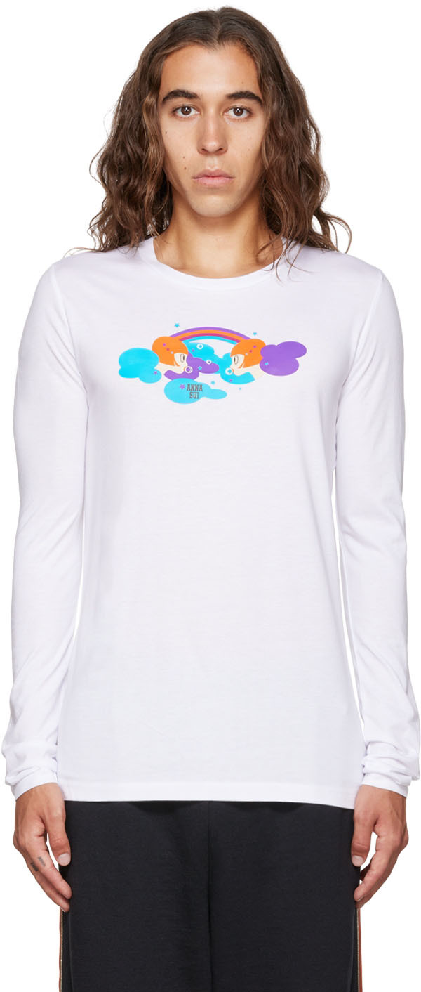 Anna Sui SSENSE Exclusive White Printed Long Sleeve T-Shirt