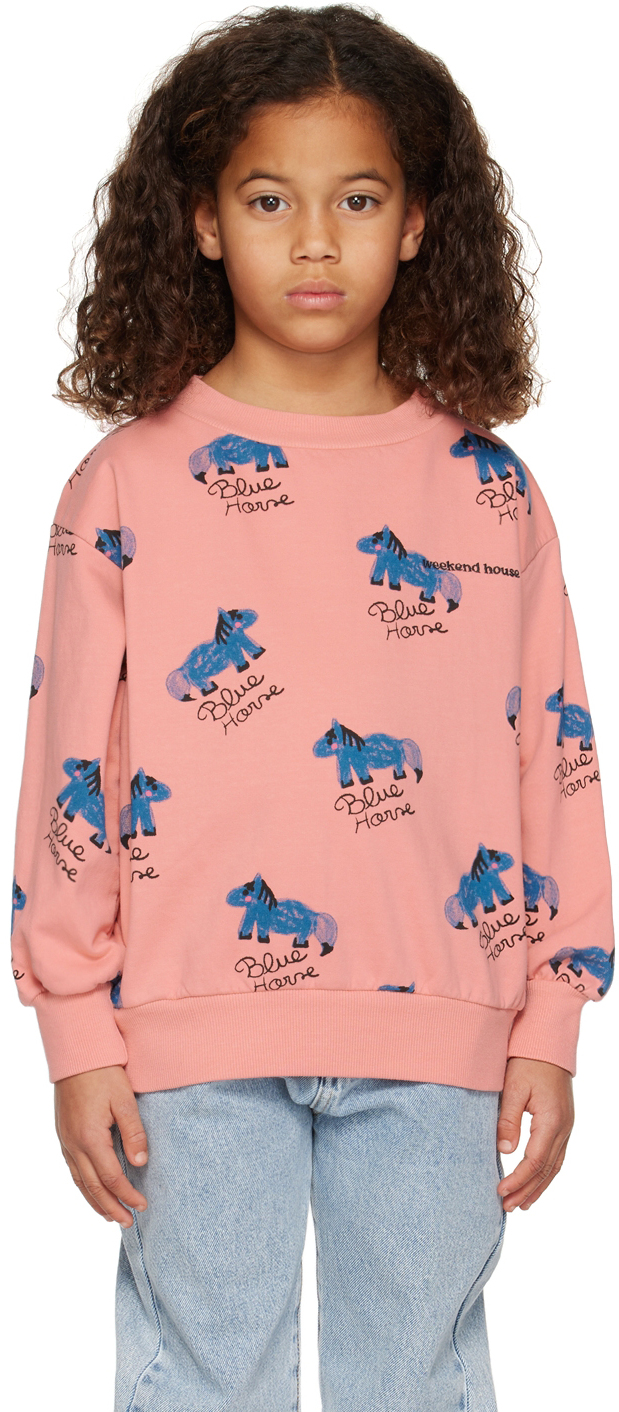 Weekend House Kids キッズ｜SSENSE限定 ピンク Blue Horse スウェット ...