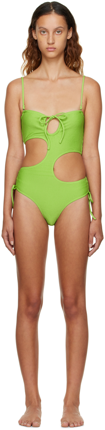 Danielle Guizio SSENSE Exclusive Green One-Piece Swimsuit