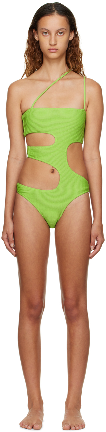 Danielle Guizio SSENSE Exclusive Green One-Piece Swimsuit