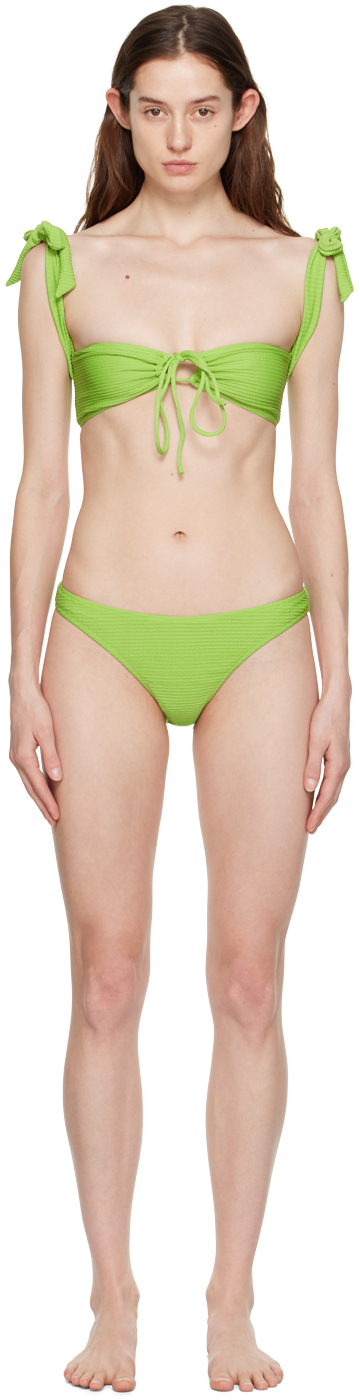 Danielle Guizio SSENSE Exclusive Green Mona Bikini
