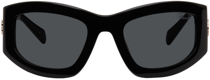Blumarine Black Monogram Sunglasses In Shiny Black