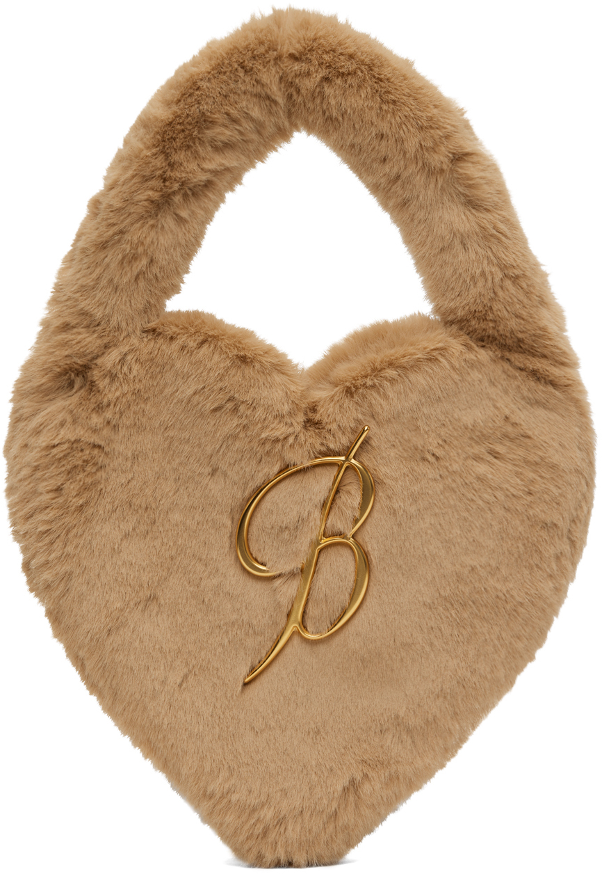Blumarine Beige Faux-Fur Shoulder Bag