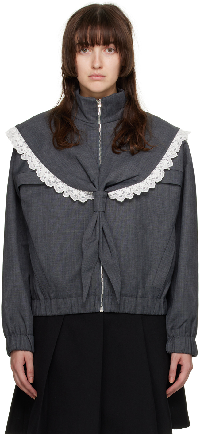 Shushu-tong Gray Sailor Collar Jacket In Gr100 Grey | ModeSens