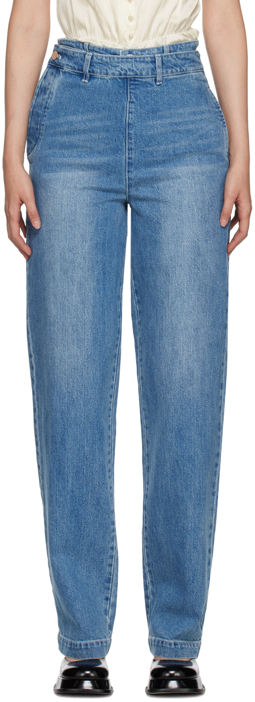 SSENSE Exclusive Blue Double Layer Jeans