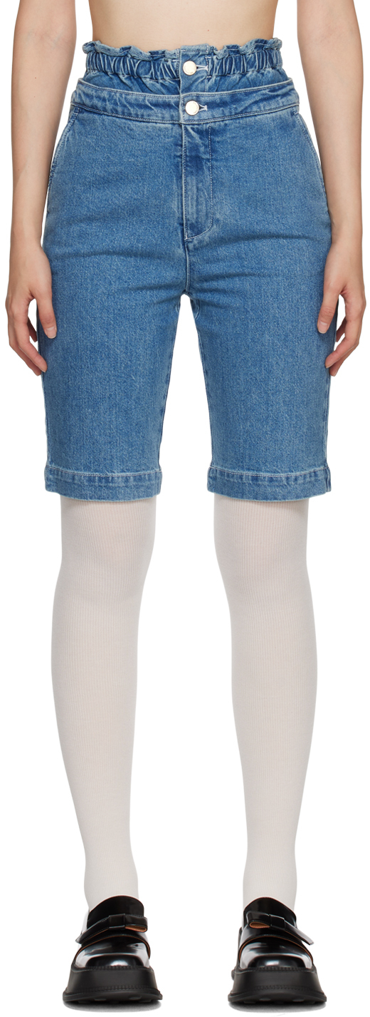 SSENSE Exclusive Blue Mid-Length Denim Shorts