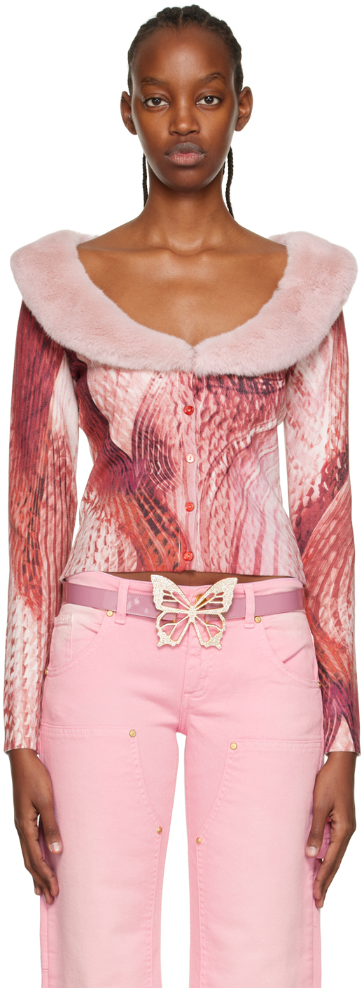 Blumarine Pink Cropped Cardigan