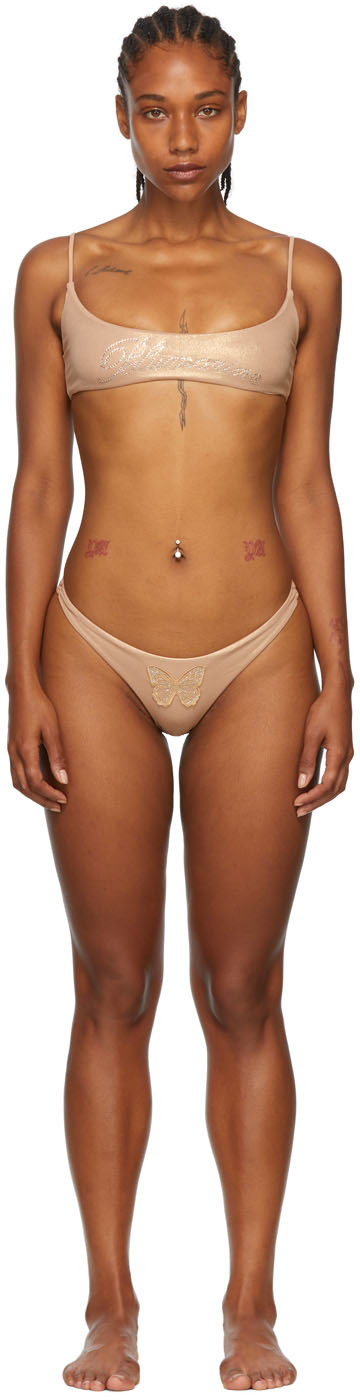 Blumarine SSENSE Exclusive Beige Nylon Lamina Bikini Set