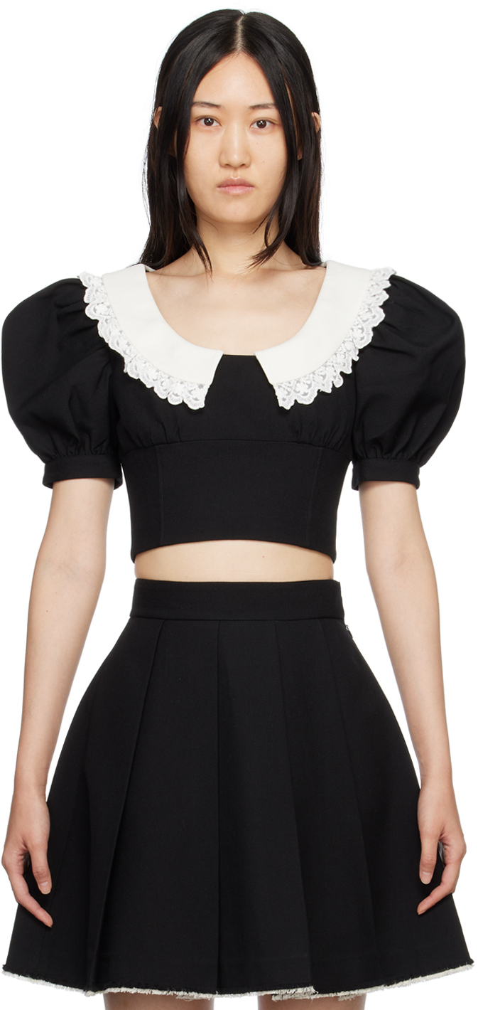 Shop Shushu-tong Black Puff Sleeve Blouse In Ba100 Black