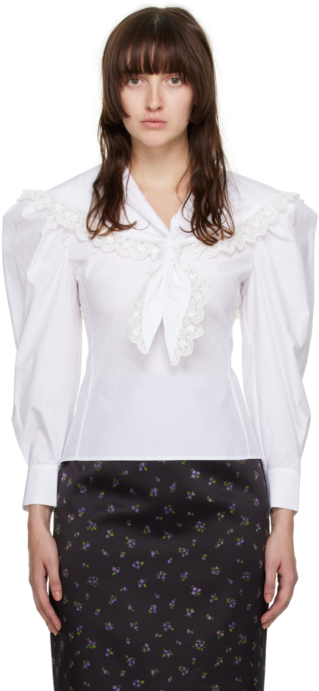 White Sailor Collar Blouse by Shushu/Tong on Sale