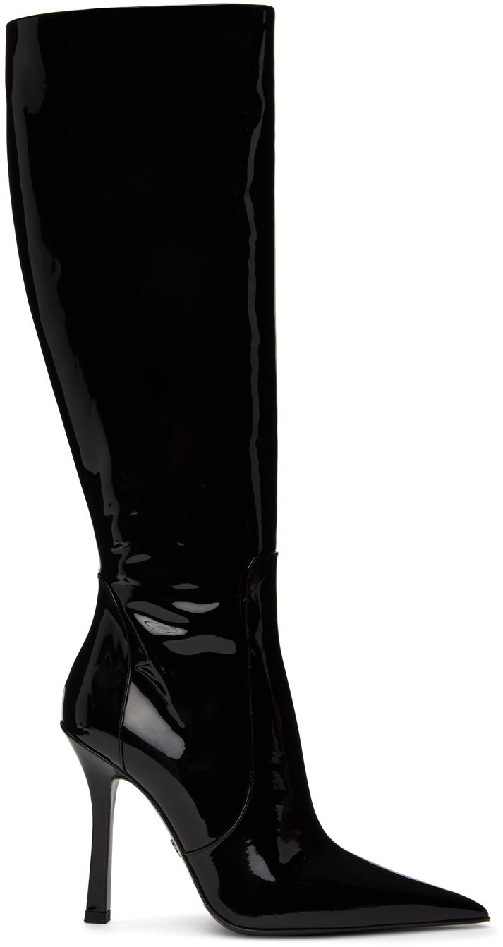 Blumarine 115mm Patent Leather Tall Boots In Black