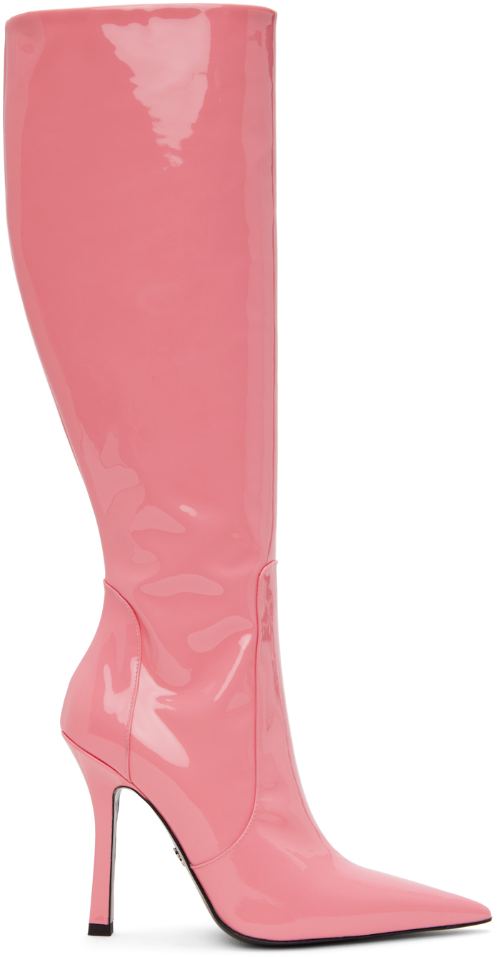 Shop Blumarine Pink Pointed Tall Boots In N0729 Bubblegum