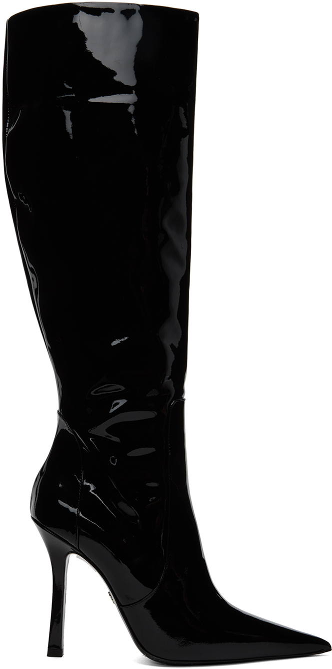 Blumarine Black Pointed Tall Boots In N0990 Nero
