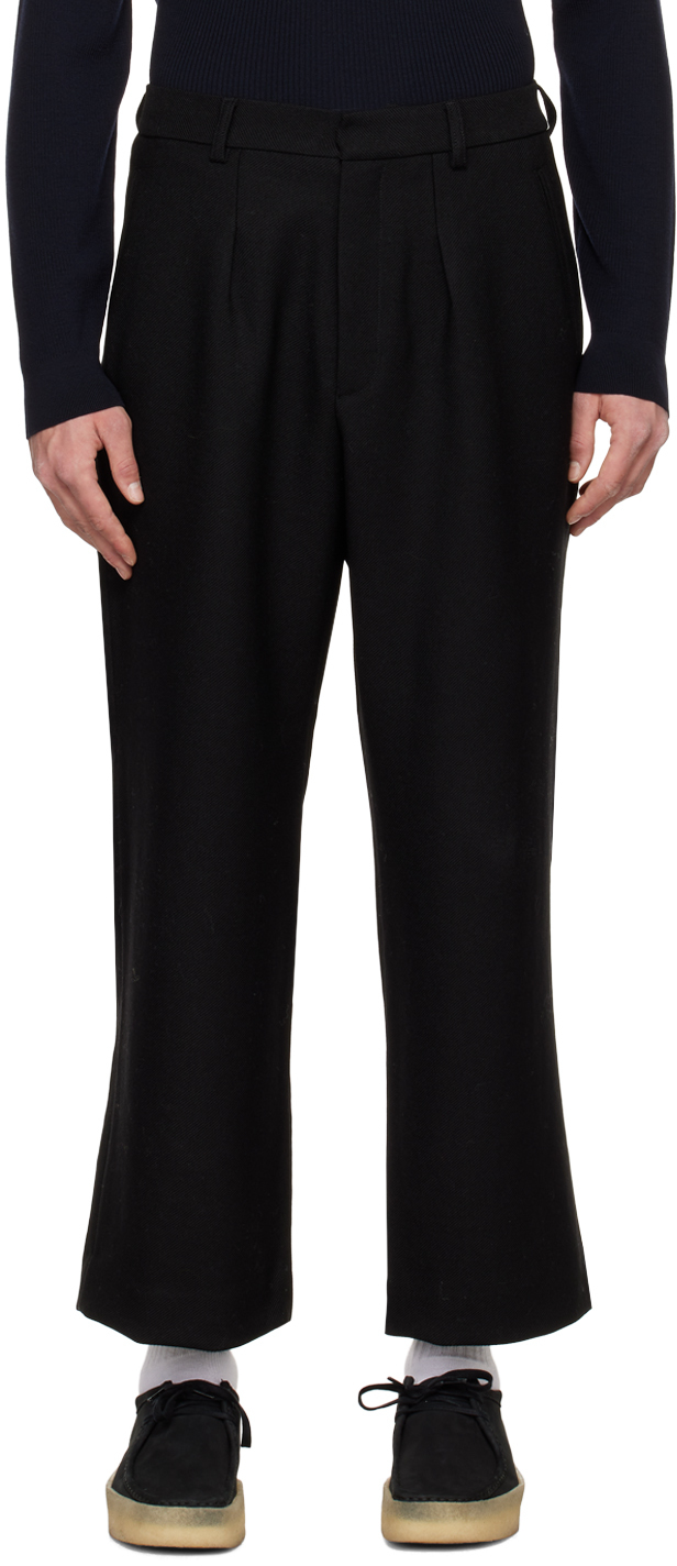 Black Saico Trousers by Second/Layer on Sale