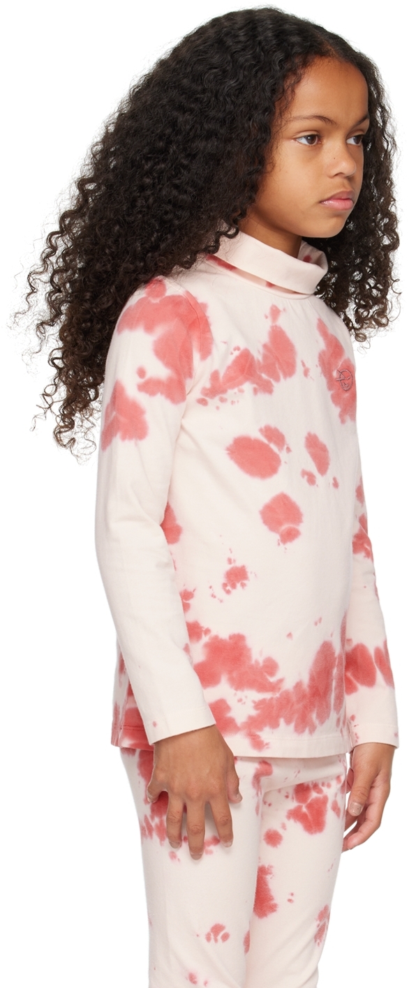 Wynken Kids Pink Luna Turtleneck In Soft Pink Tie Dye