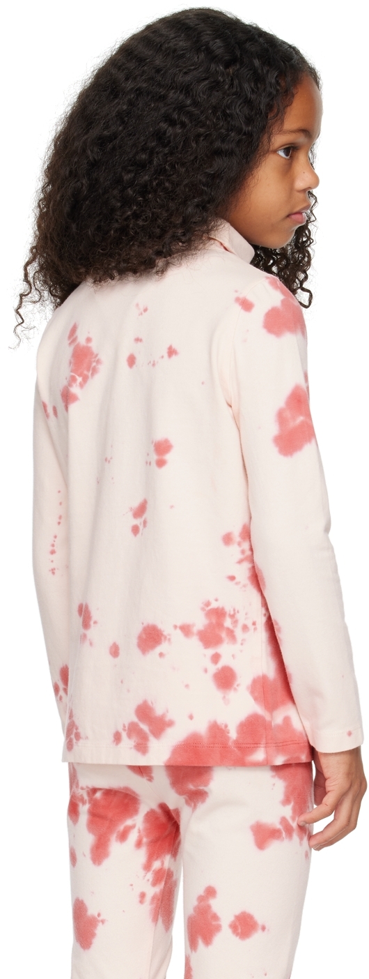 Wynken Kids Pink Luna Turtleneck In Soft Pink Tie Dye