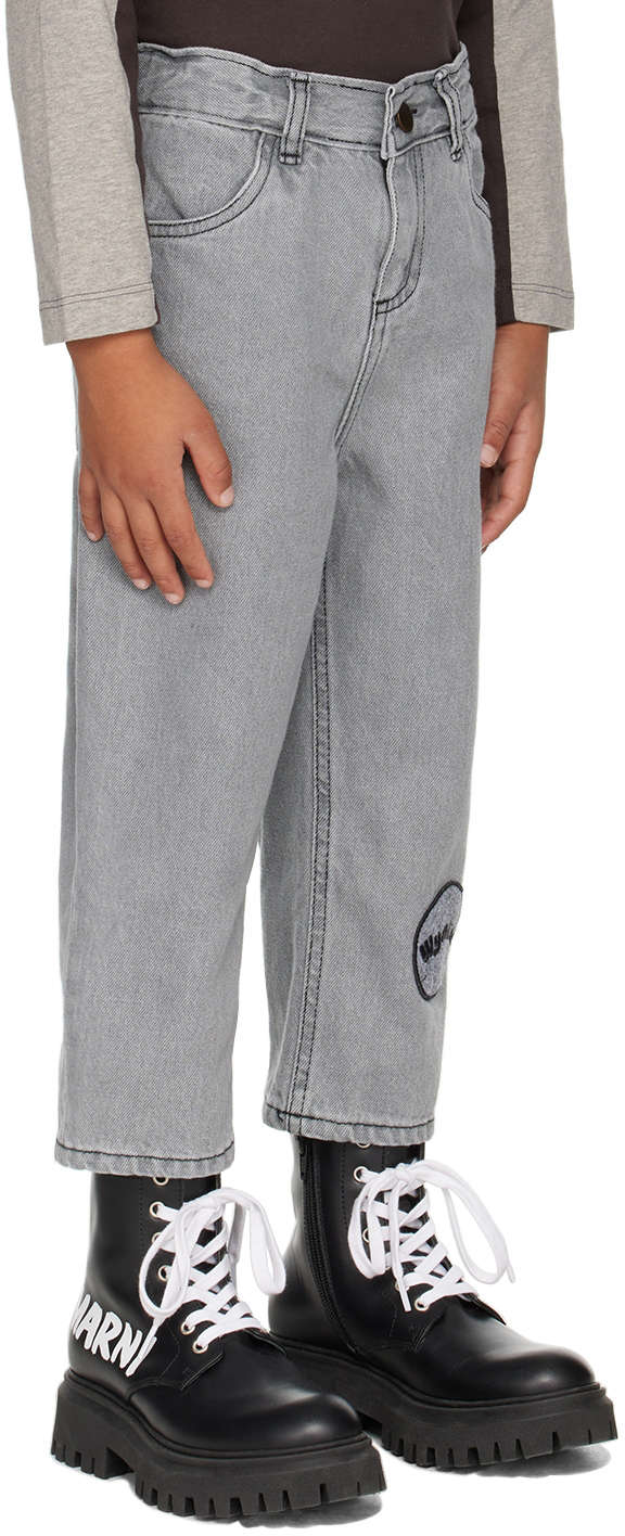 Wynken Kids Gray Balloon Jeans In Ice Grey Denim