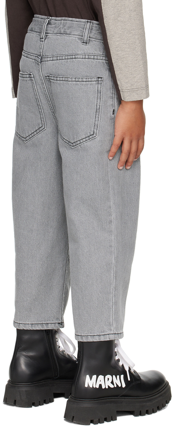 Wynken Kids Gray Balloon Jeans In Ice Grey Denim
