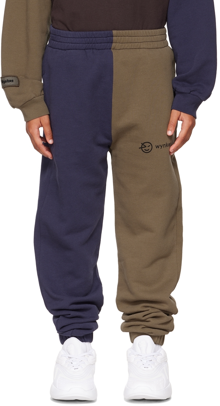 SSENSE Clothing Pants Sweatpants Kids Khaki & Navy Panel Track Pants 