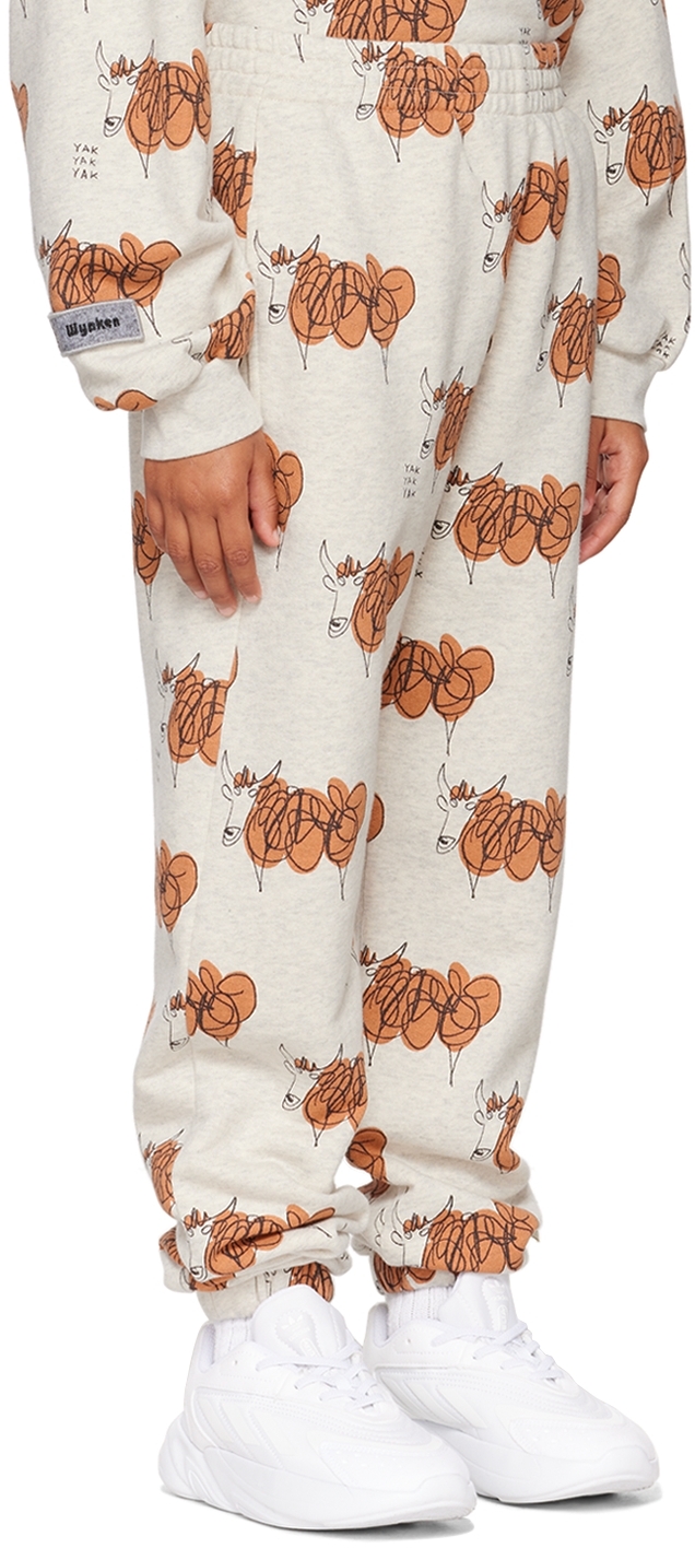 Wynken Kids Beige Yak Yak Yak Track Pants In Tan / Light Melange