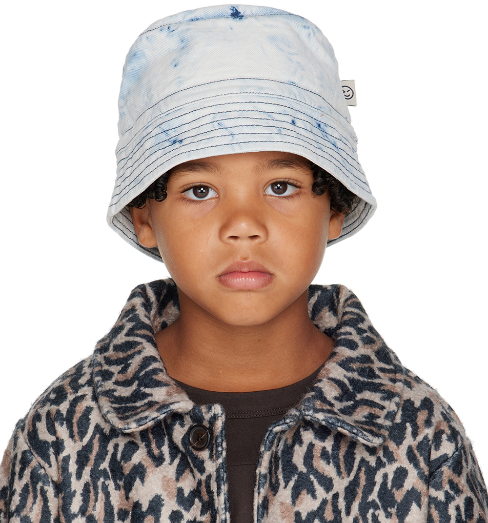Kids Blue Denim Wave Bucket Hat by Wynken on Sale