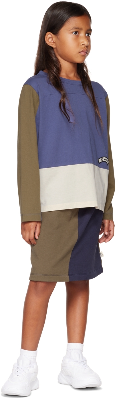 Wynken Kids Khaki & Navy Horizon Skirt In Olive / Navy