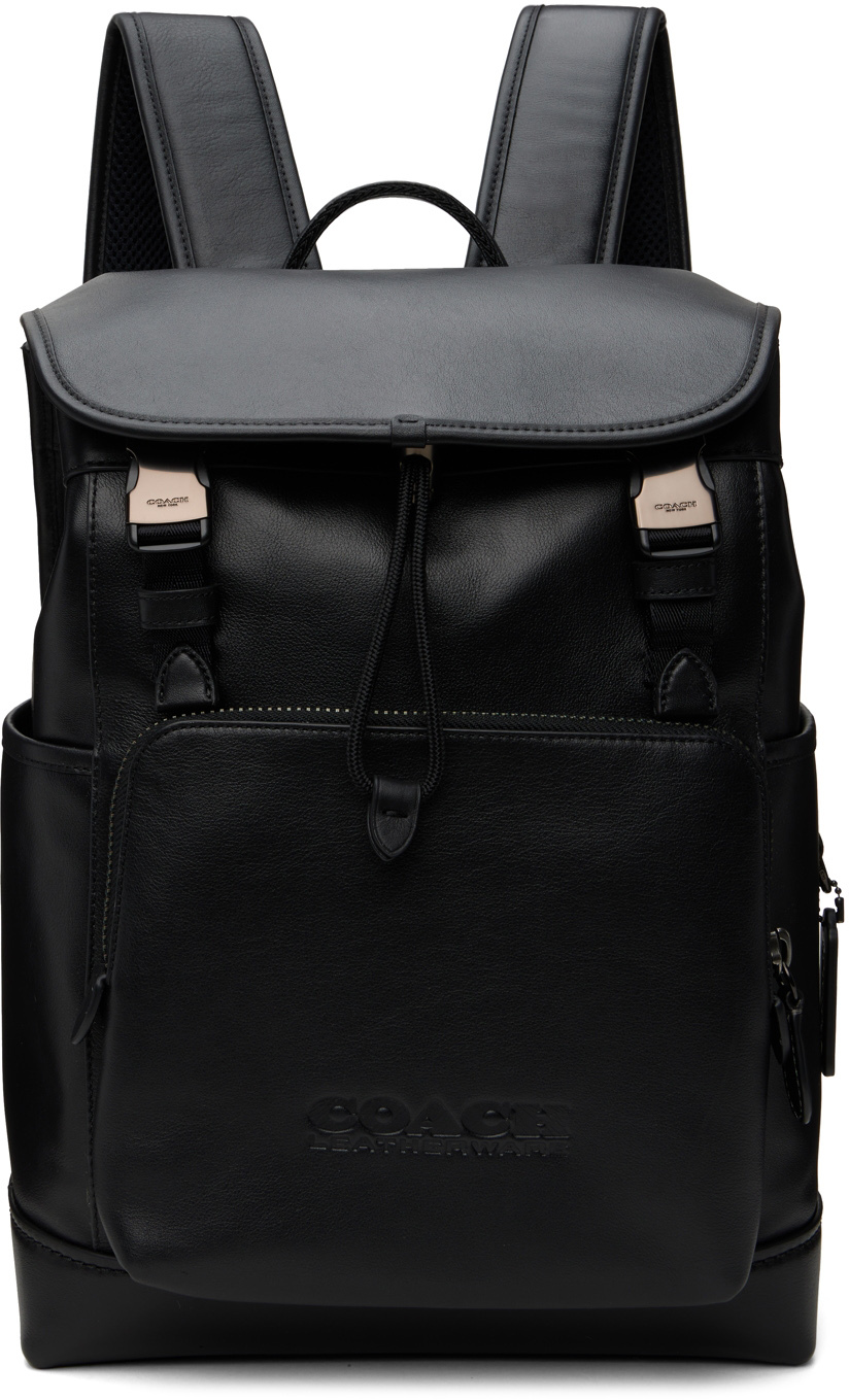 Black League Flap Backpack SSENSE Men Accessories Bags Rucksacks 