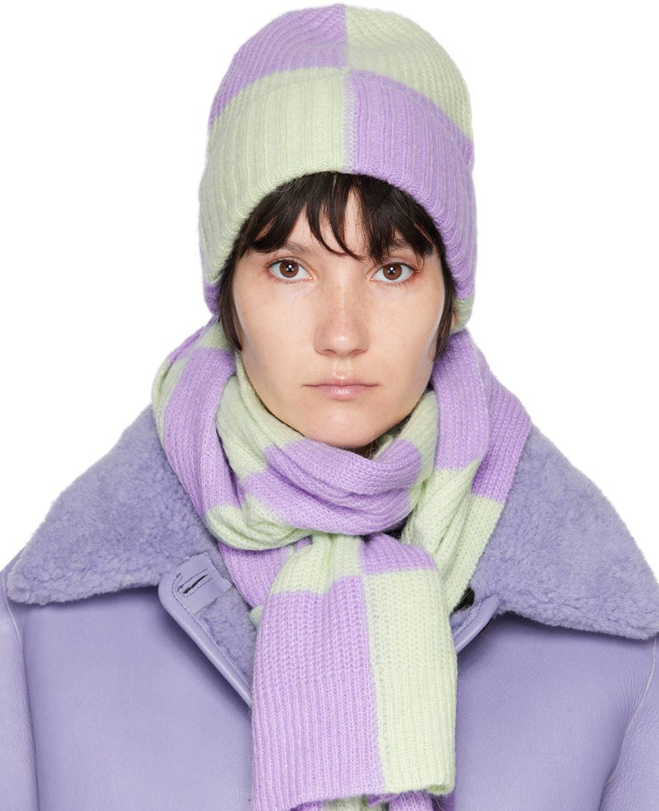Ssense Donna Accessori Cappelli e copricapo Berretti Purple Allover Logo Beanie 