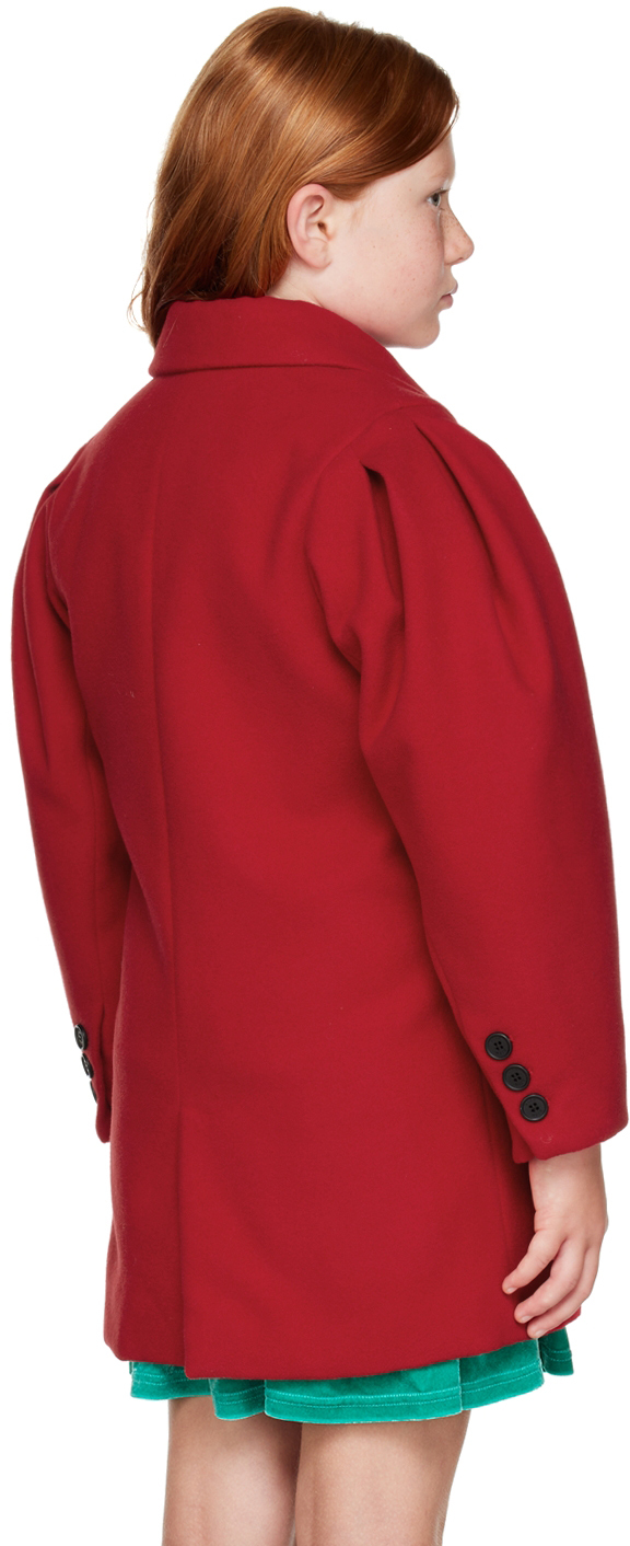 Msgm Kids Red Double-breasted Coat In 40 Rosso