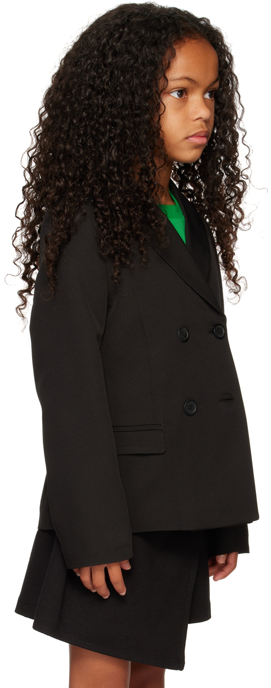 Shop Msgm Kids Black Double-breasted Blazer In 110 Nero