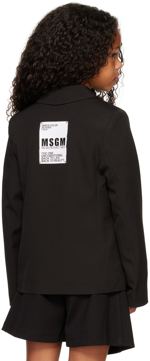 Shop Msgm Kids Black Double-breasted Blazer In 110 Nero