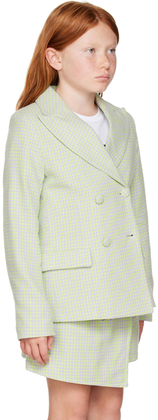 Msgm Houndstooth Embroidered-logo Blazer In 200 Var. Unica