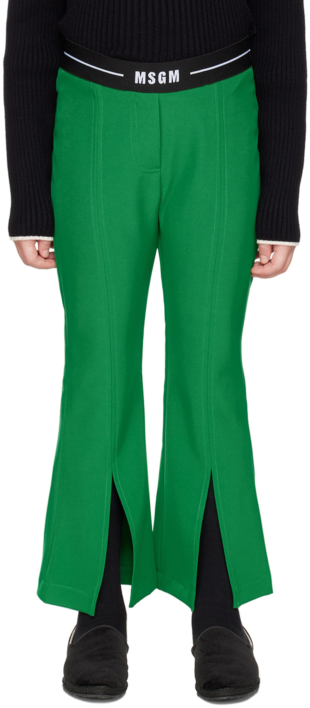MSGM Kids twill cotton trousers - Green
