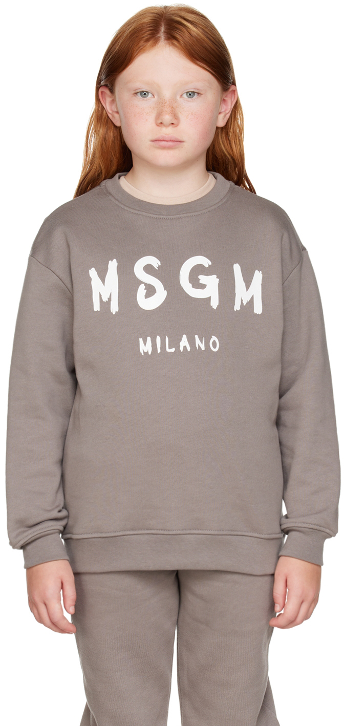 MSGM Kids distressed-finish logo-print sweatshirt - White