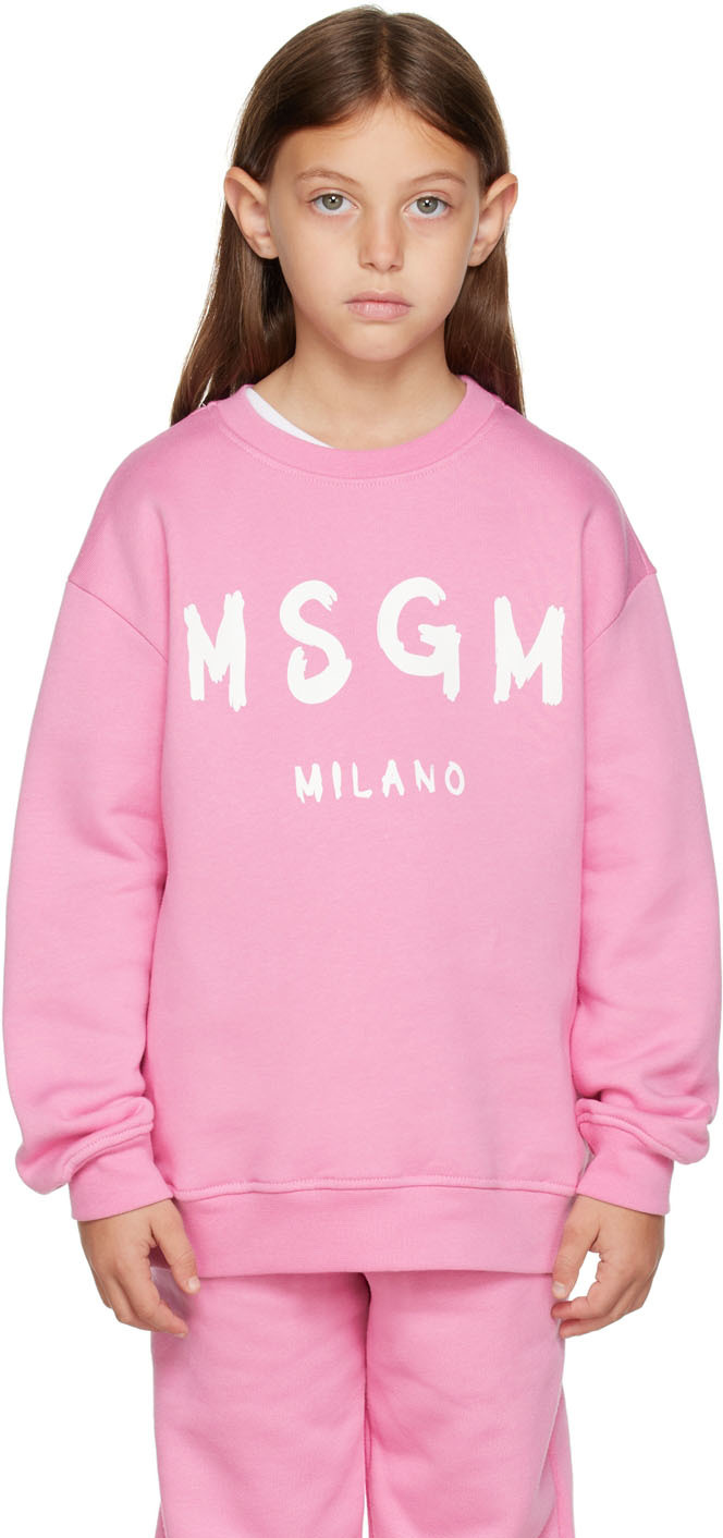 Kids Pink Logo Sweatshirt by MSGM Kids | SSENSE Canada