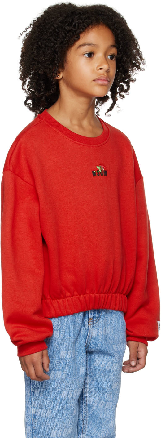 MSGM KIDS RED EMBROIDERED SWEATSHIRT