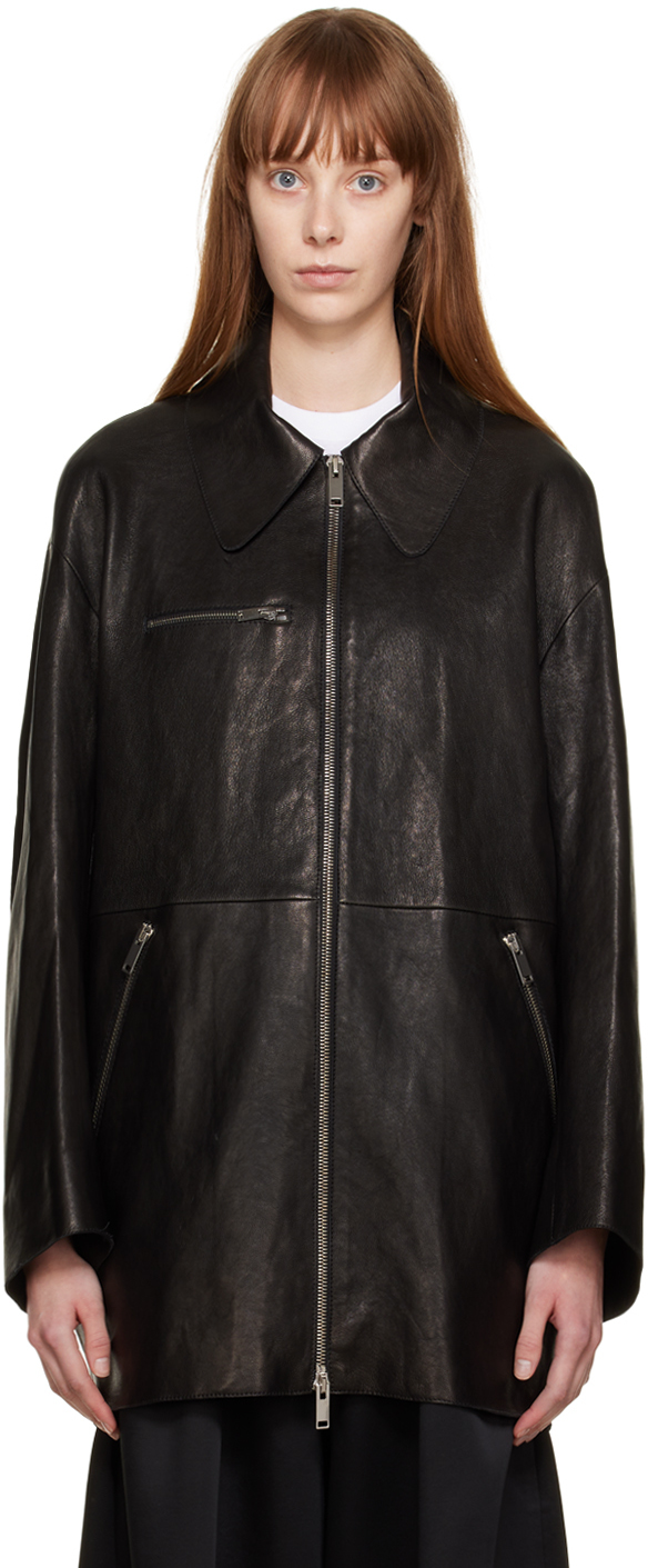 KHAITE Black 'The Gellar' Leather Jacket