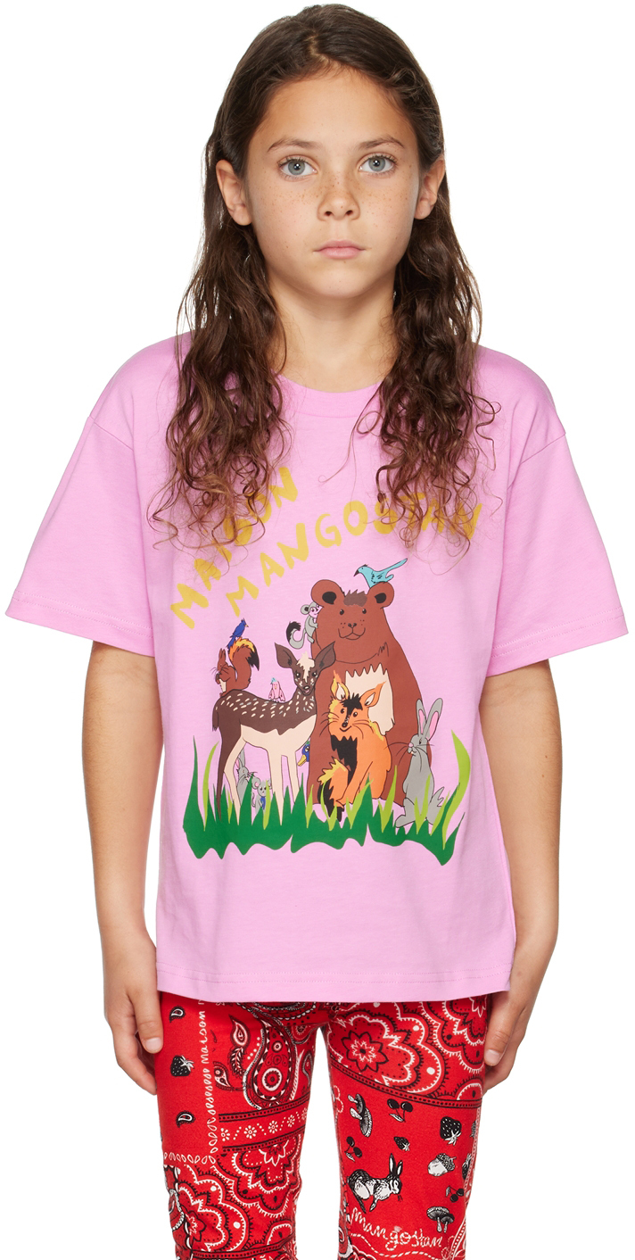 Maison Mangostan Kids Pink Forest Family T-shirt