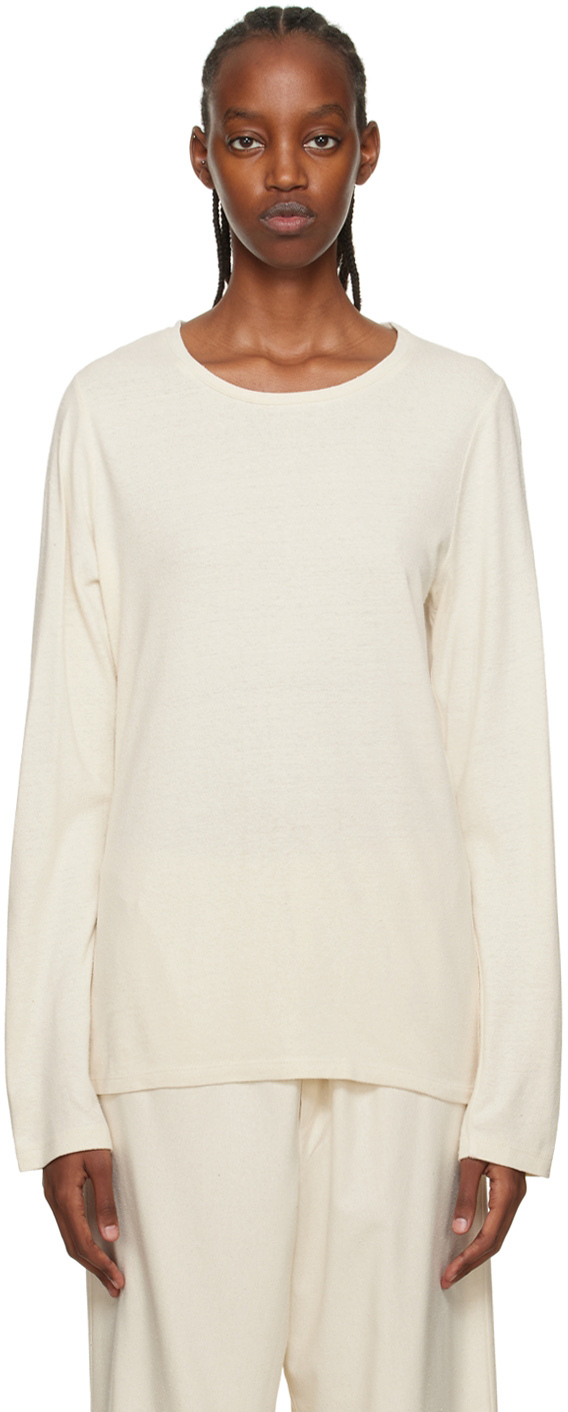 Baserange Off-White Silk Long Sleeve T-Shirt | Smart Closet