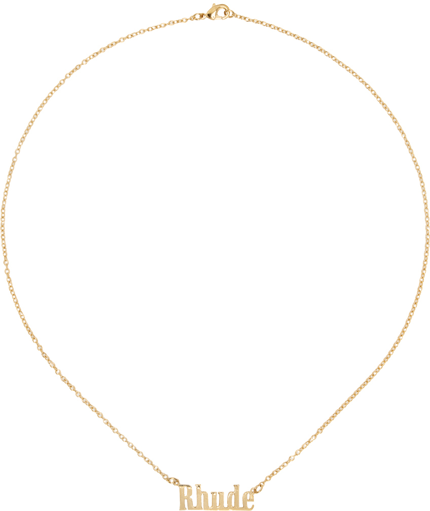 Rhude Gold Logo Necklace In 0125 Gold