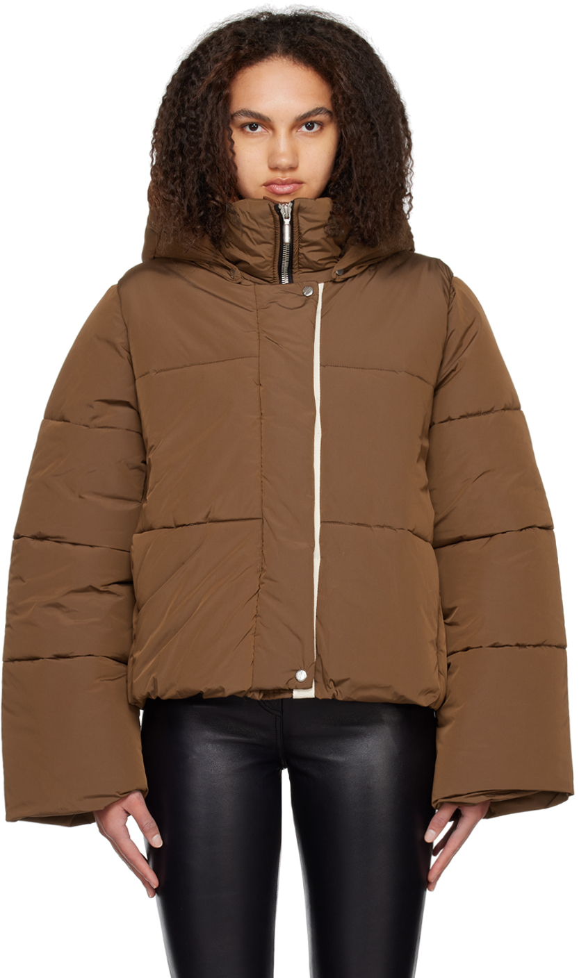 Rhude Brown Hooded Puffer Jacket