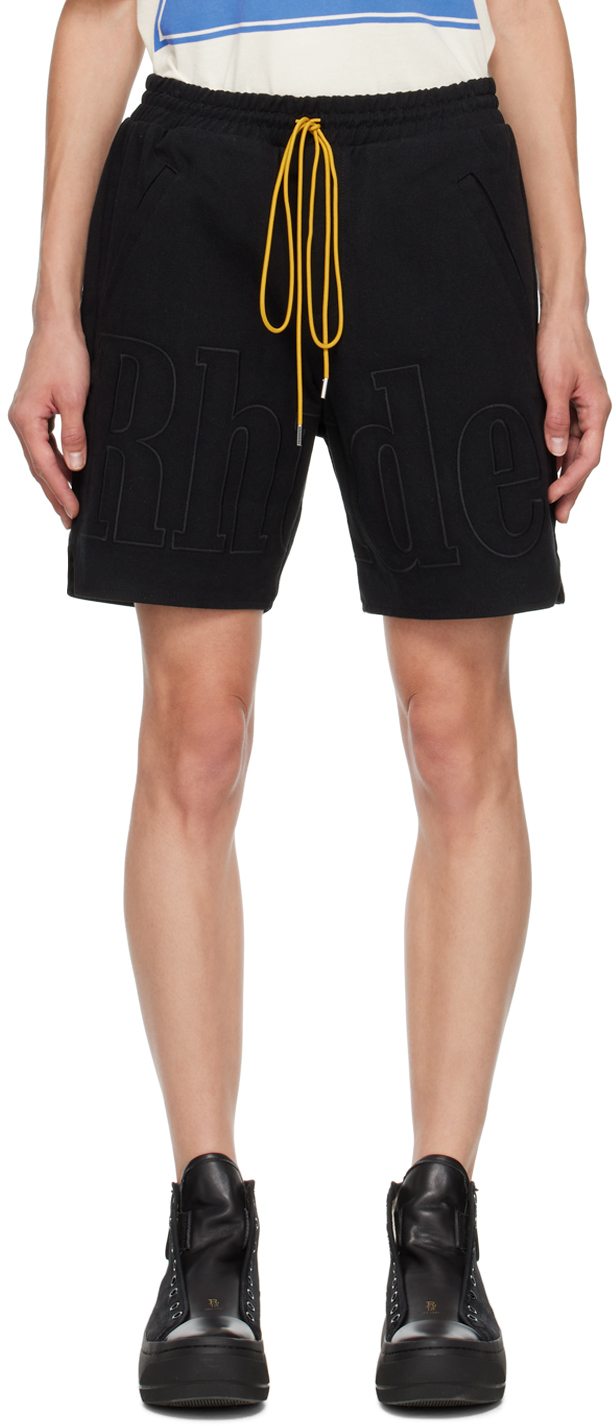 Rhude Black Embroidered Shorts