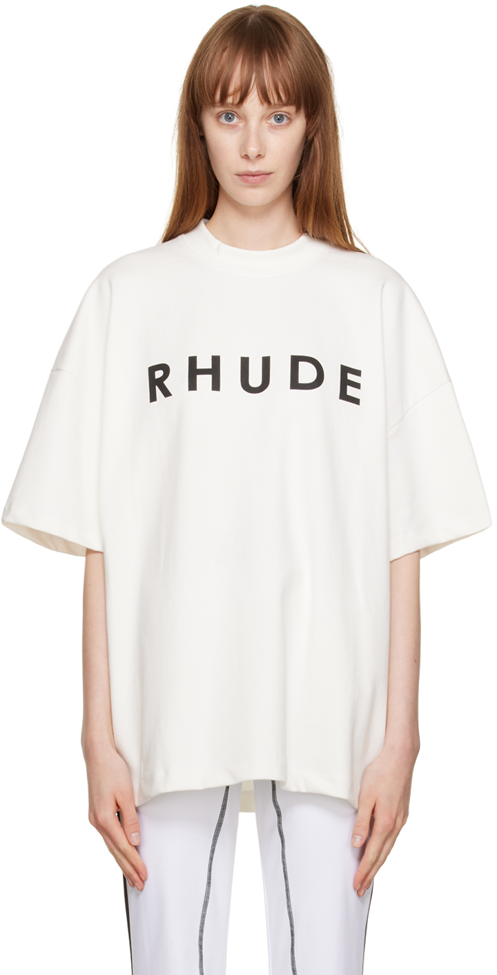 Rhude: Off-White Crewneck T-Shirt | SSENSE