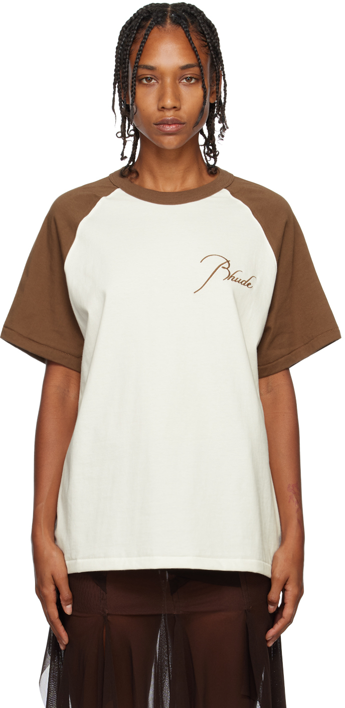 Rhude White & Brown Raglan T-Shirt