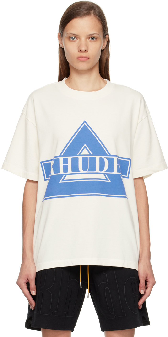 Rhude: Off-White Triangle T-Shirt | SSENSE