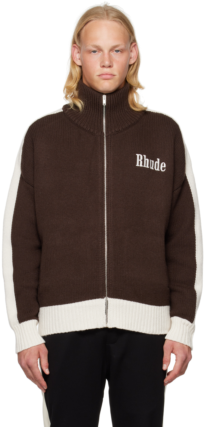 Rhude Brown Track Jacket SSENSE